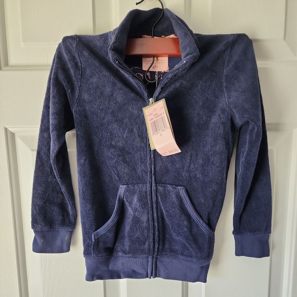 Juicy Couture Girl's Size 6 Peck Terry Zip Up Jacket With Design